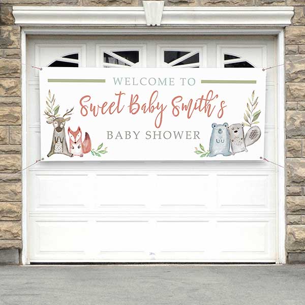 Sweet Baby Woodland Personalized Baby Shower Banner - 27175