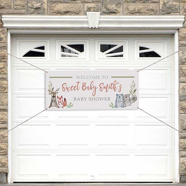 Sweet Baby Woodland Personalized Baby Shower Banner - 27175