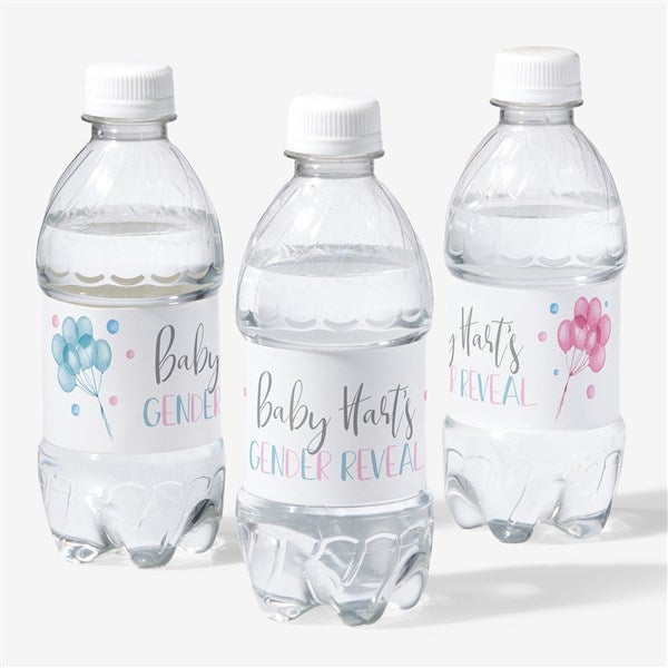 He or She Balloons Personalized Gender Reveal Water Bottle Labels - 27184