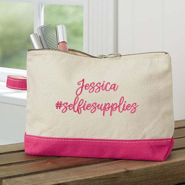 Write Your Own Embroidered Canvas Makeup Bags - 27189