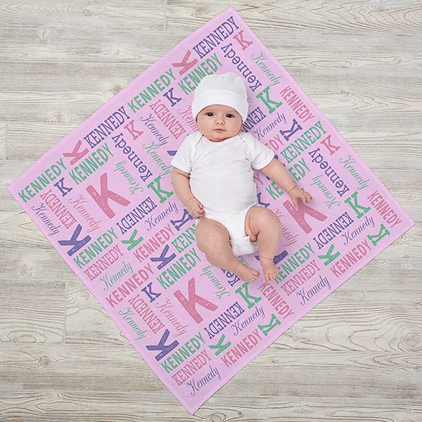 Repeating Name Personalized Receiving Blanket