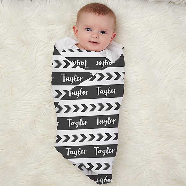 Black & White Personalized Receiving Blanket