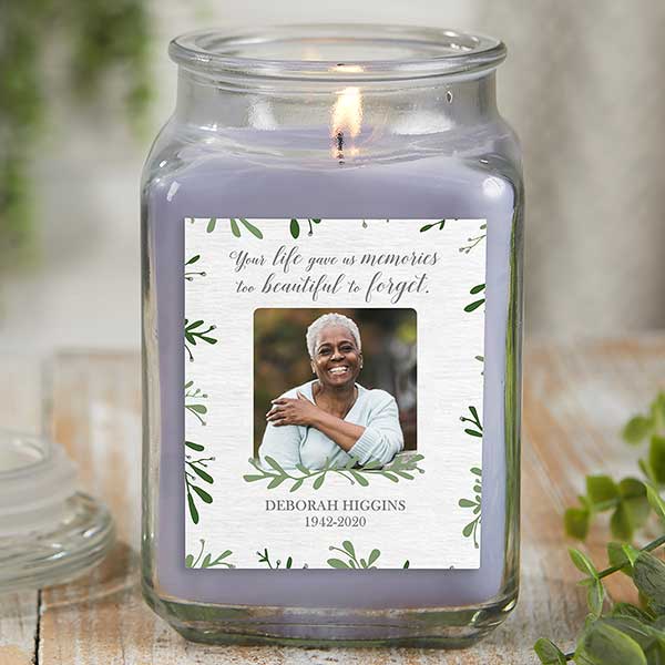 Botanical Memorial Personalized Photo Memorial Candles - 27218