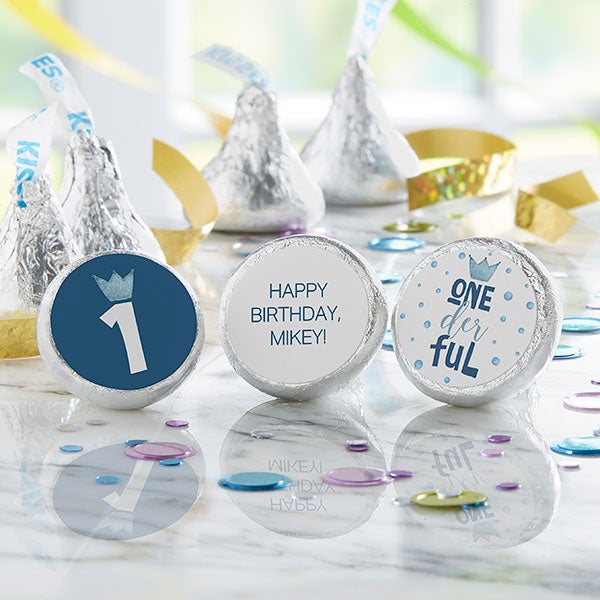 Onederful Boy First Birthday Personalized Candy Stickers - 27227