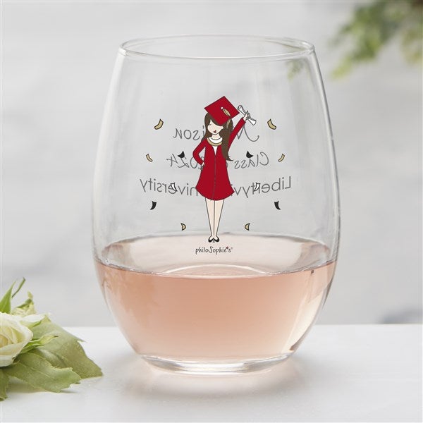 Graduation Girl Personalized Wine Glasses - 27245