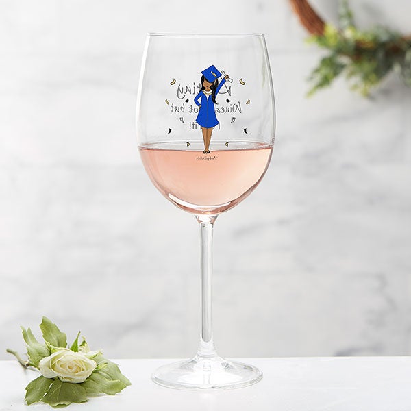 Graduation Girl Personalized Wine Glasses - 27245