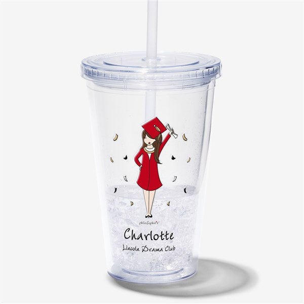 Graduation Girl Personalized 17 oz Acrylic Insulated Tumbler - 27246
