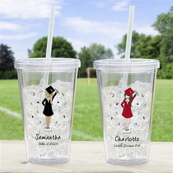 Graduation Girl Personalized 17 oz Acrylic Insulated Tumbler - 27246