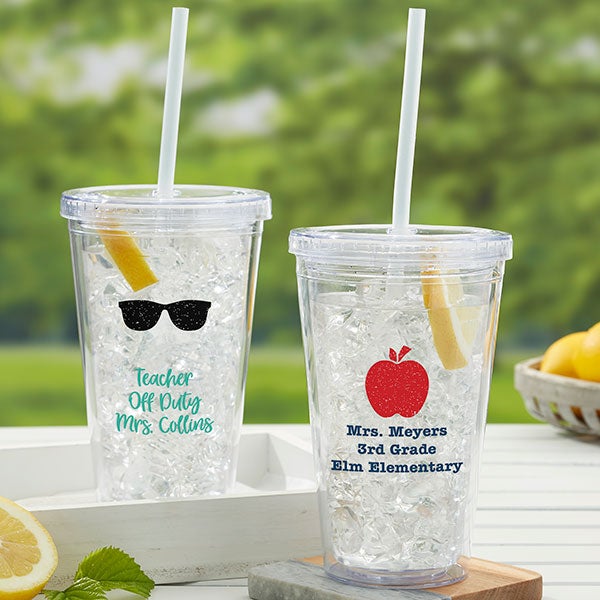 Teacher Icon Personalized 17 oz Acrylic Insulated Tumbler - 27294