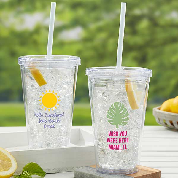 Summer Icon Personalized 17 oz Acrylic Insulated Tumbler - 27296