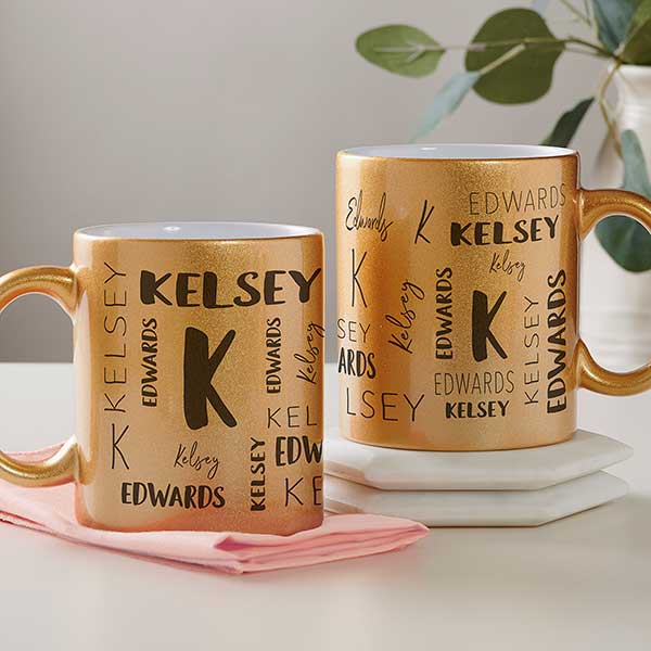 Notable Name Personalized Glitter Coffee Mugs - 27361