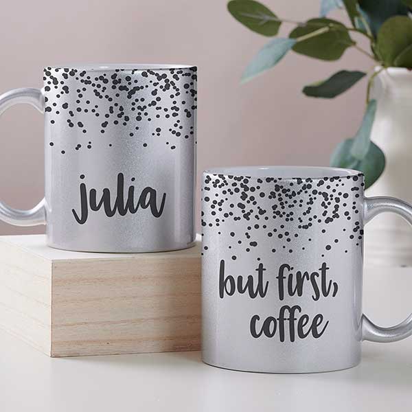 Sparkling Name Personalized Glitter Coffee Mugs - 27362