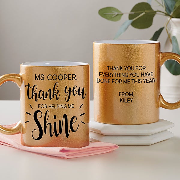 Thank You For Helping Me Shine Personalized Glitter Mugs - 27365