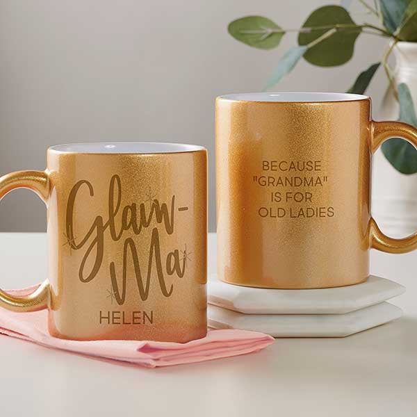 GlamMa Personalized Glitter Coffee Mugs - 27366