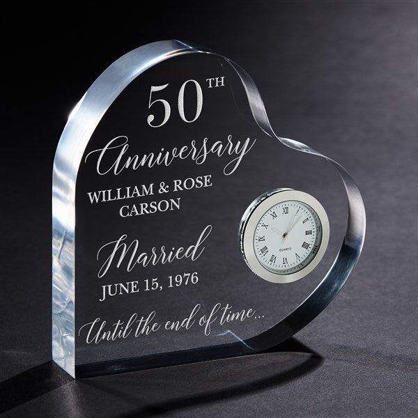 Happy Anniversary Engraved Heart Clock - 27376