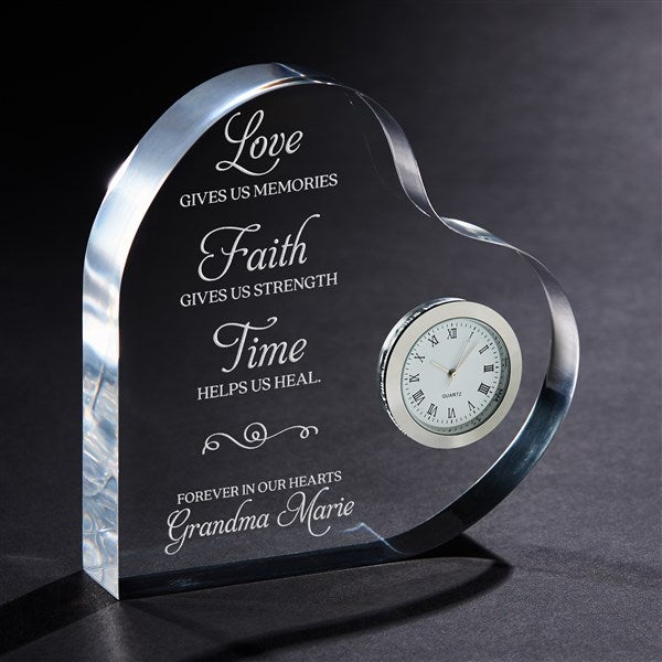 In Memory Custom Engraved Heart Memorial Clock - 27377