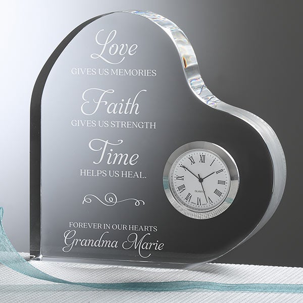In Memory Custom Engraved Heart Memorial Clock - 27377