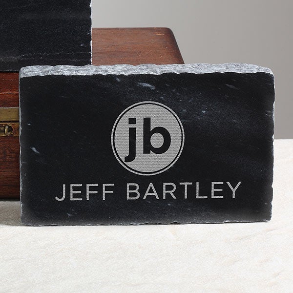 Modern Initials Engraved Marble Nameplate - 27384