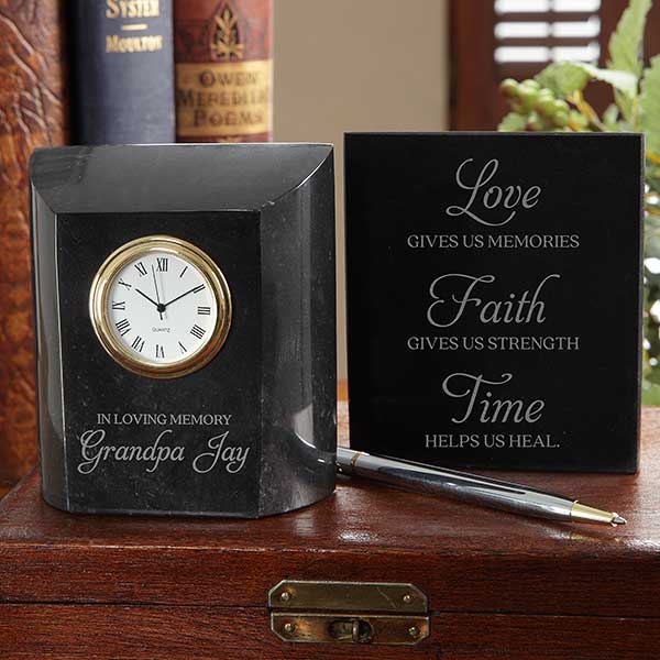 Memorial Personalized Marble Desk Clock - 27390