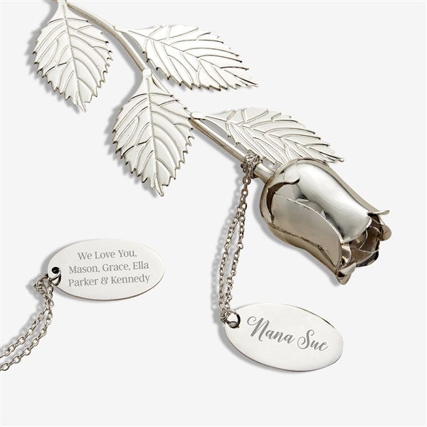 Custom Engraved Silver Rose Keepsake Gift for Her - 27396