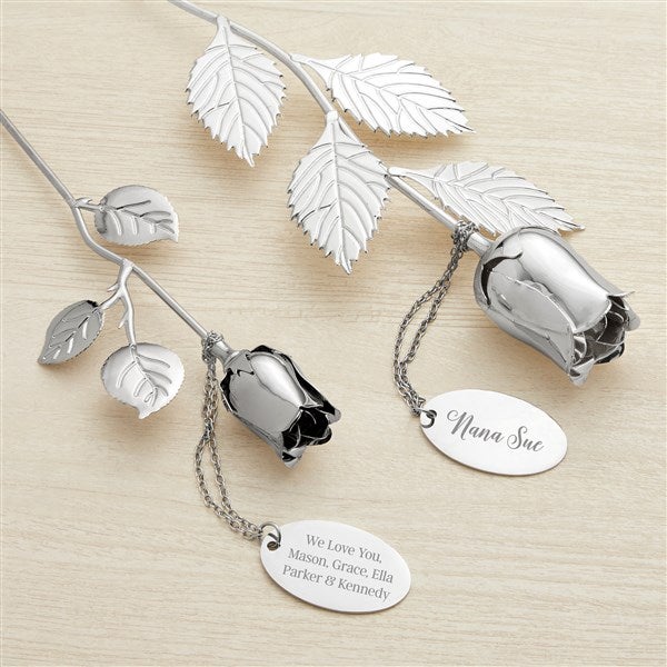 For Her Engraved Large Silver Keepsake Rose