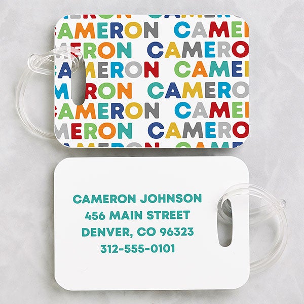 Vibrant Name Personalized Kids Luggage Tags - 2 Pc Set - 27403
