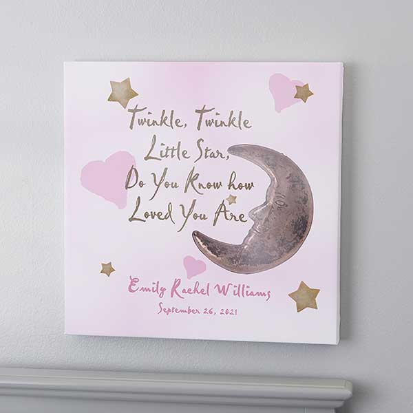 Personalized Baby Wall Art 16x16 Twinkle, Twinkle