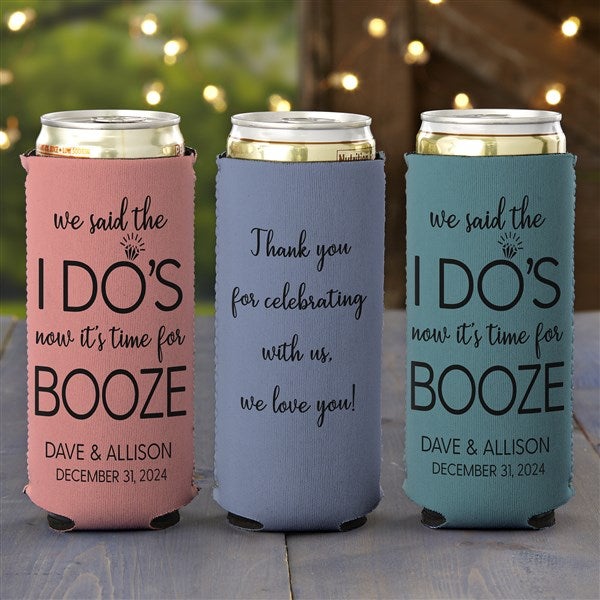We Said The I Do's Personalized Wedding Slim Can Holder - 27424
