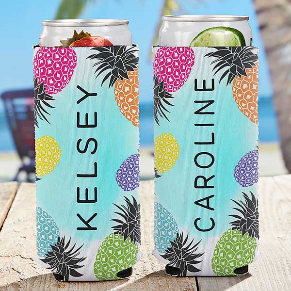 Pineapple Party Personalized Slim Can Cooler