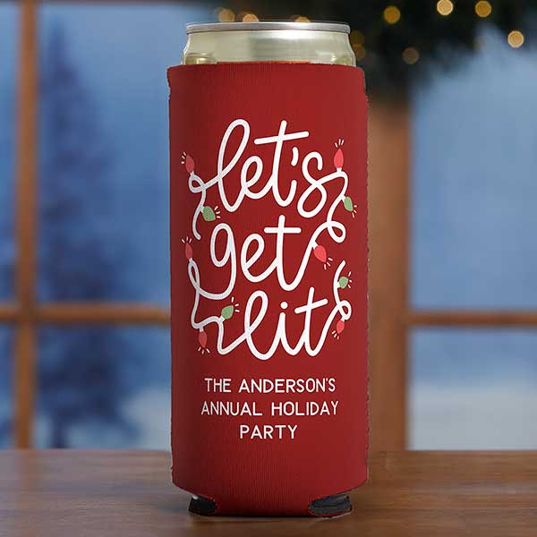 Let's Get Lit Personalized Christmas 16oz Beer Can Glass