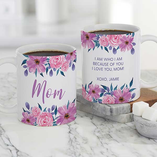 Feminine Florals Personalized Mom Coffee Mugs - 27464