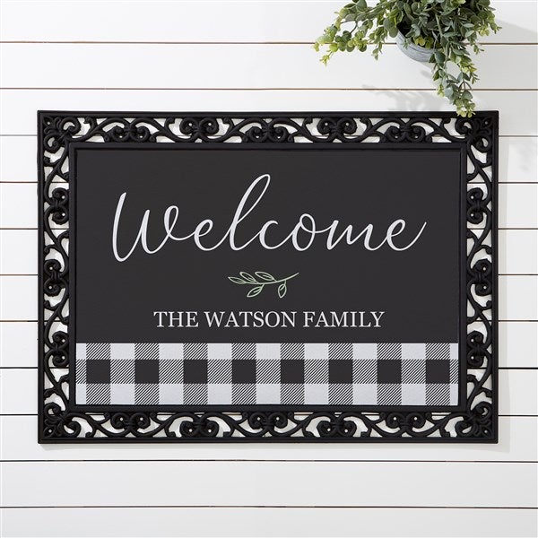 Black & White Check Welcome Indoor & Outdoor MatMate Doormat - 18x30