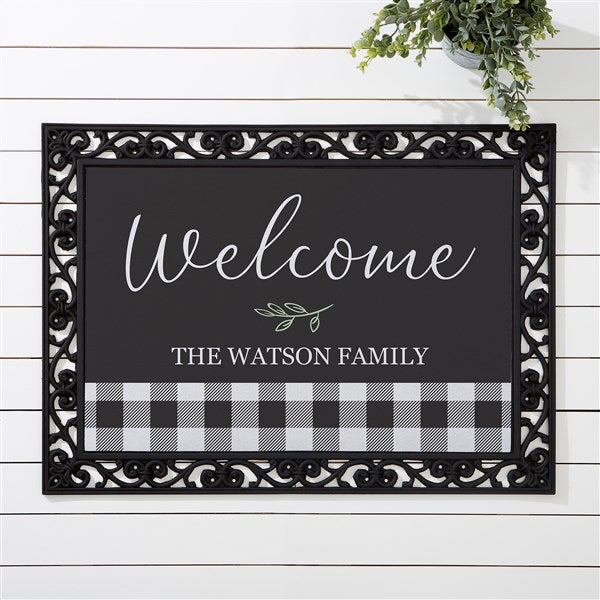 Black & White Buffalo Check Personalized Doormat 18x27