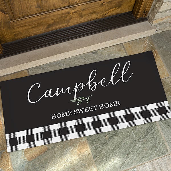 Personalized Black & White Buffalo Check Doormats - 27468