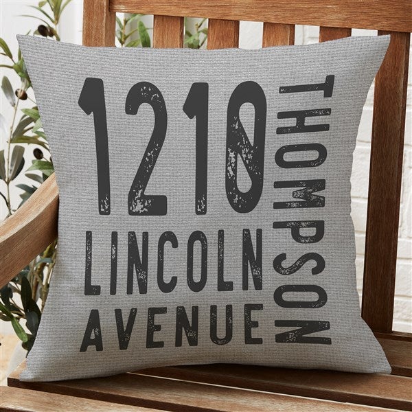 Rustic Address Personalized Outdoor Throw Pillows - 27474