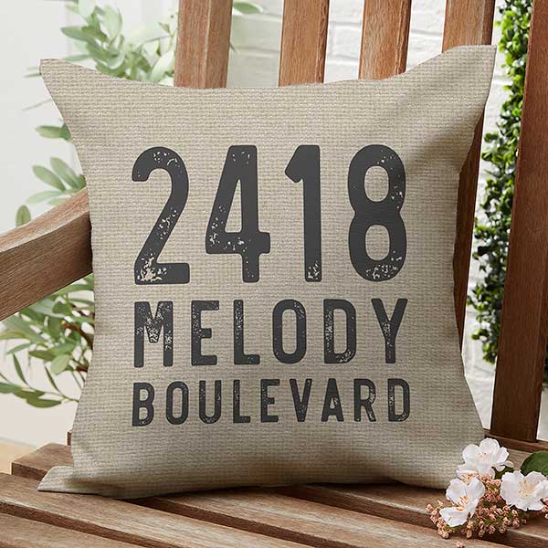 Rustic Address Personalized Outdoor Throw Pillows - 27474