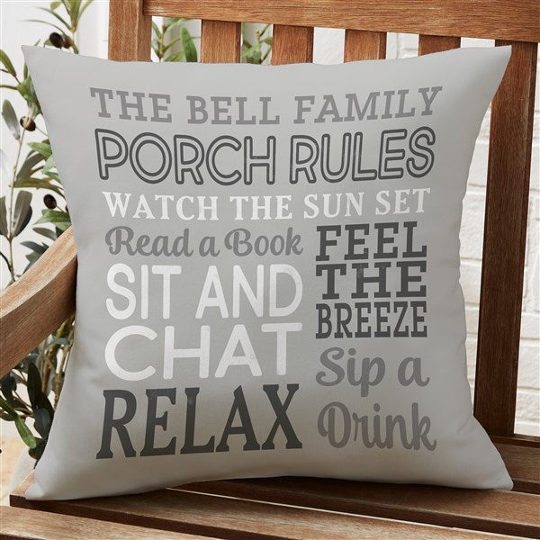 Porch Rules Personalized Outdoor Throw Pillows - 27477