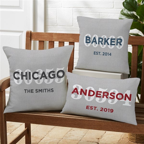Location Personalized Outdoor Throw Pillows