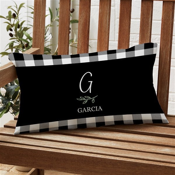 Black & White Buffalo Check Personalized Outdoor Throw Pillows - 27481