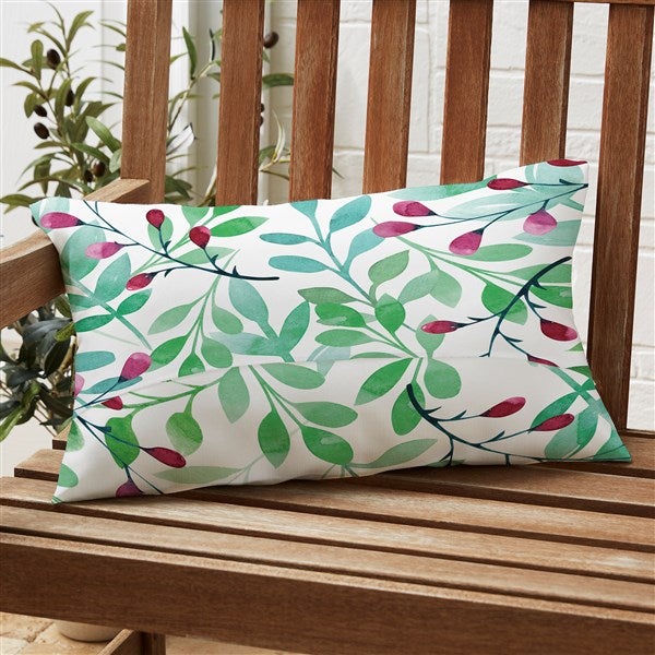 Spring Floral Personalized Lumbar Outdoor Throw Pillow 12x22