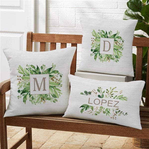 Spring Greenery Personalized Outdoor Throw Pillows