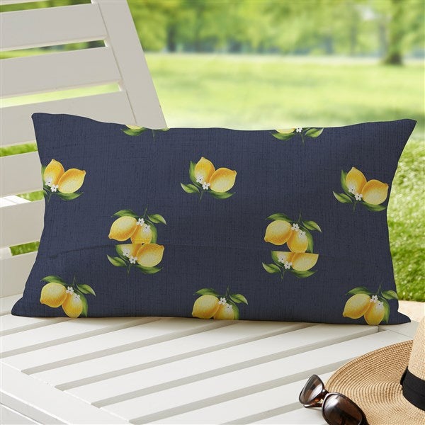 Lovely Lemons Personalized Lumbar Outdoor Throw Pillow 12x22