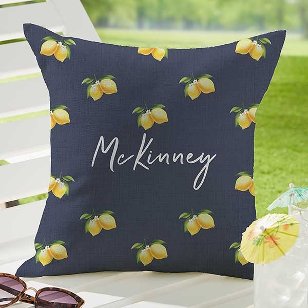 Lovely Lemons Personalized Outdoor Throw Pillows - 27494
