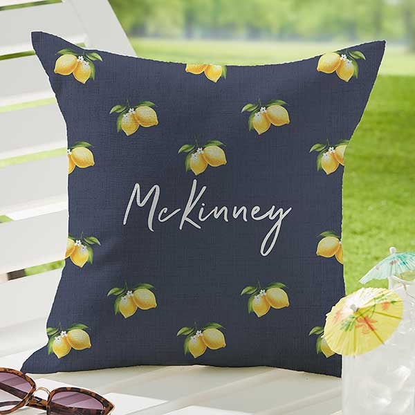 Lovely Lemons Personalized Outdoor Throw Pillows