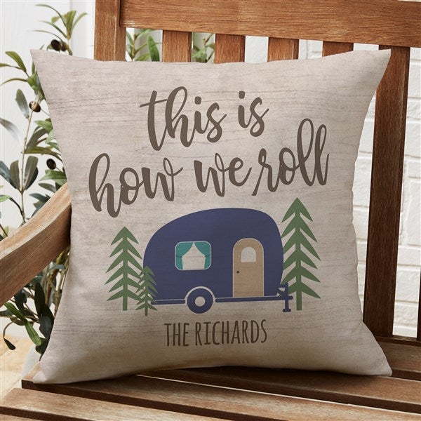 Happy Camper Personalized Outdoor Throw Pillows - 27498