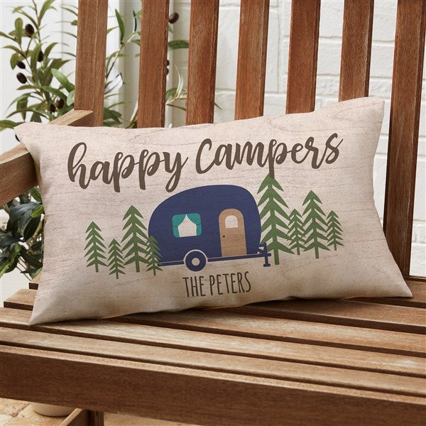 Happy Camper Pillow Cushion Cover for Sofa Couch Bed, Camping, Camping Decor.