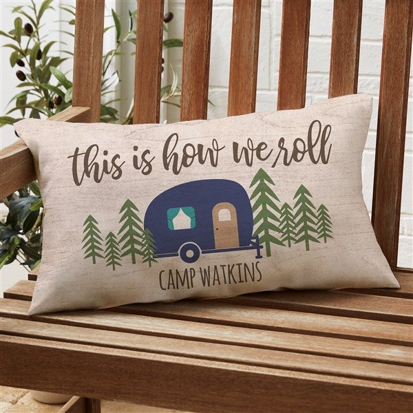 Happy Camper Personalized Outdoor Throw Pillows - 27498