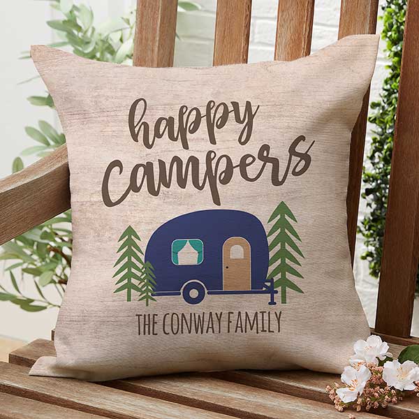 Happy Camper Personalized Outdoor Throw Pillows - 27498