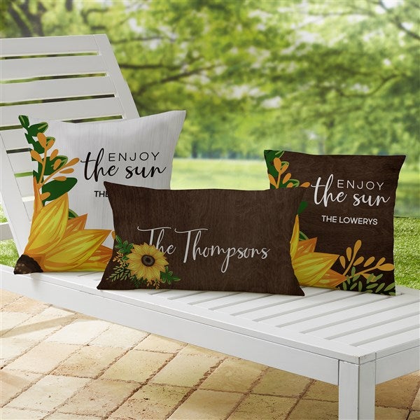 Summertime Sunflowers Personalized Outdoor Throw Pillows