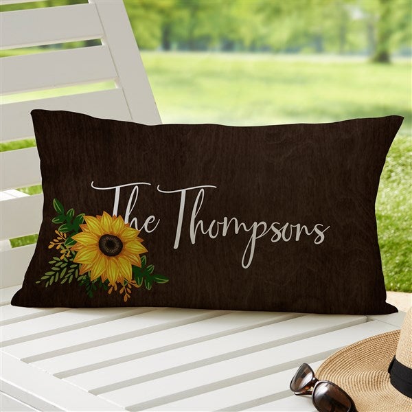 Summertime Sunflowers Personalized Outdoor Throw Pillows - 27499